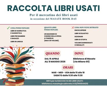 RACCOLTA DI LIBRI USATI per il Masate Book Day