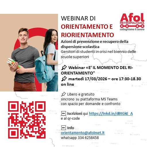 Afol Metropolitana: Webinar online di "ri-orientamento scolastico"
