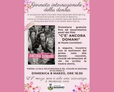 Giornata internazionale della donna - Proiezione del film "C’E’ ANCORA DOMANI" di Paola Cortellesi